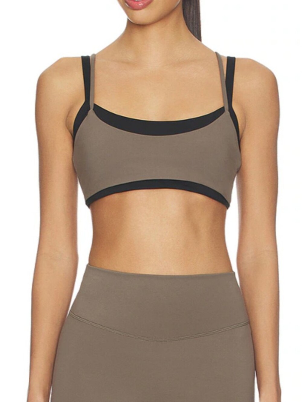 FORM Layered Sports Bra Walnut/Black